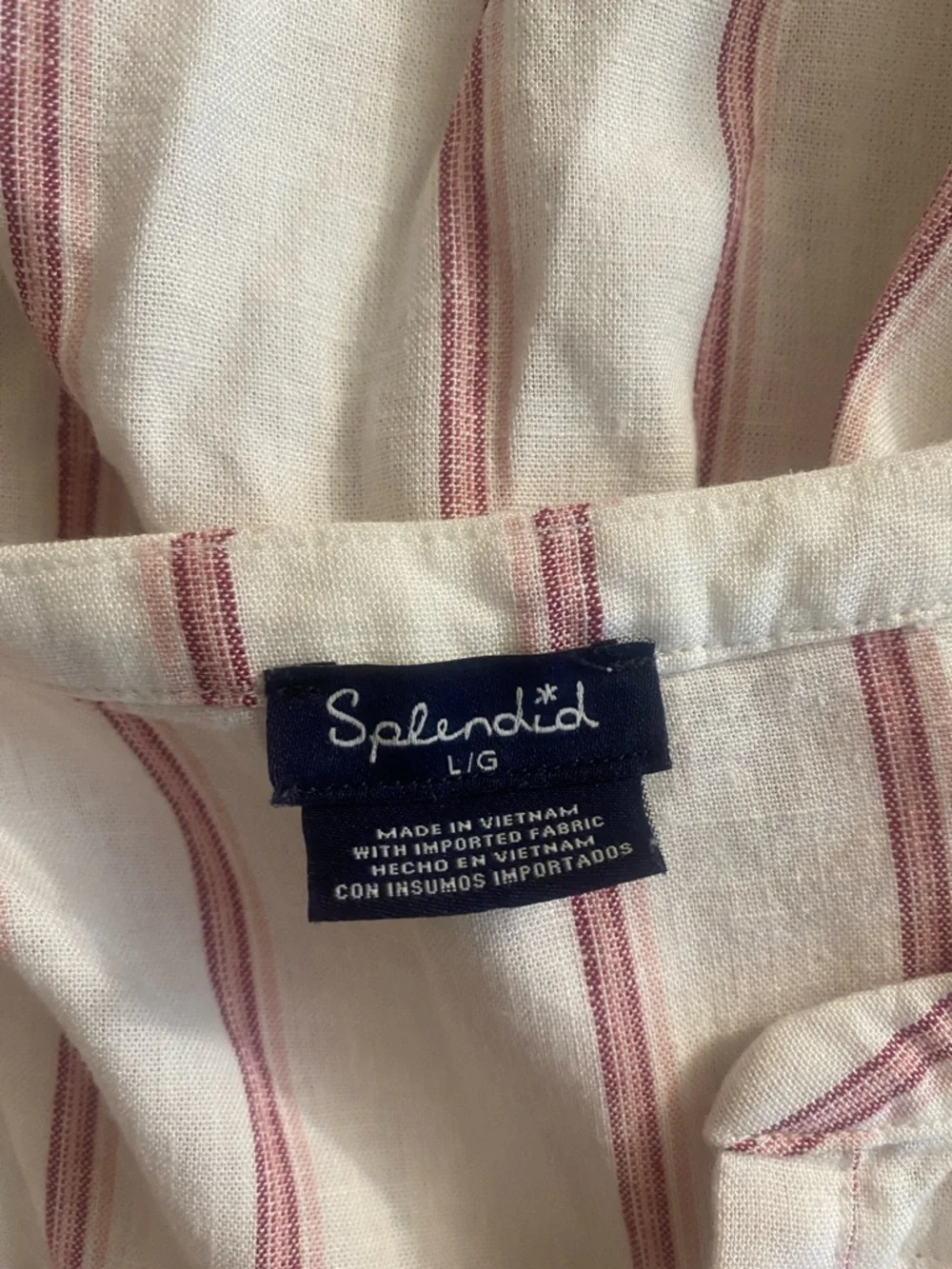 Splendid Lightweight White Blouse with Pink Stripe Top - Picture 5 of 6